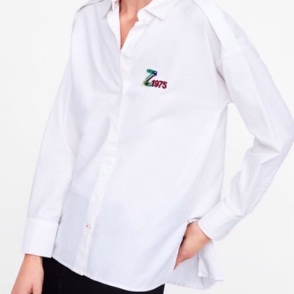 Zara Boyfriend White Buttoned Shirt
